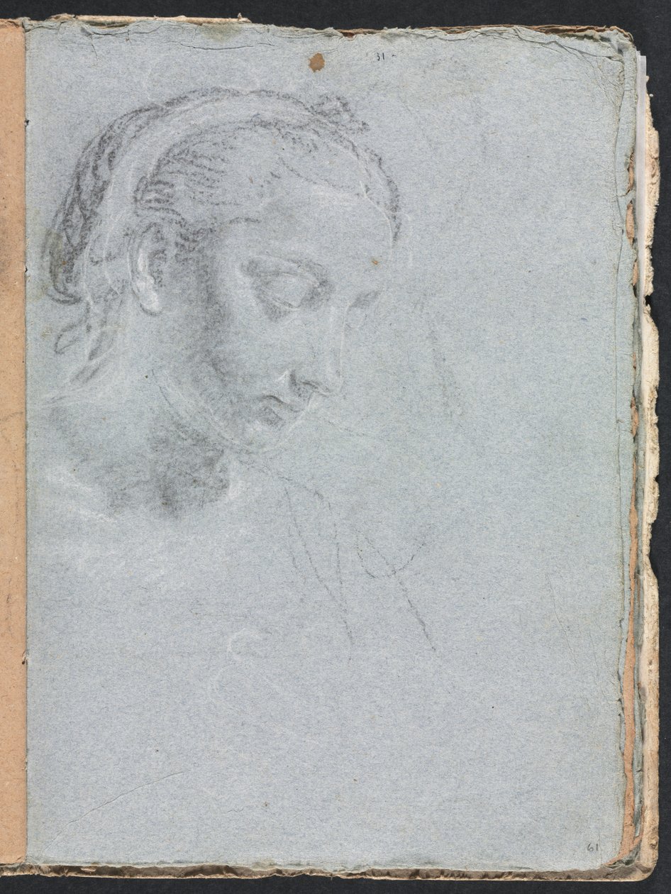 Verona Sketchbook: Head and shoulders of a woman (page 61), 1760 by Francesco Lorenzi