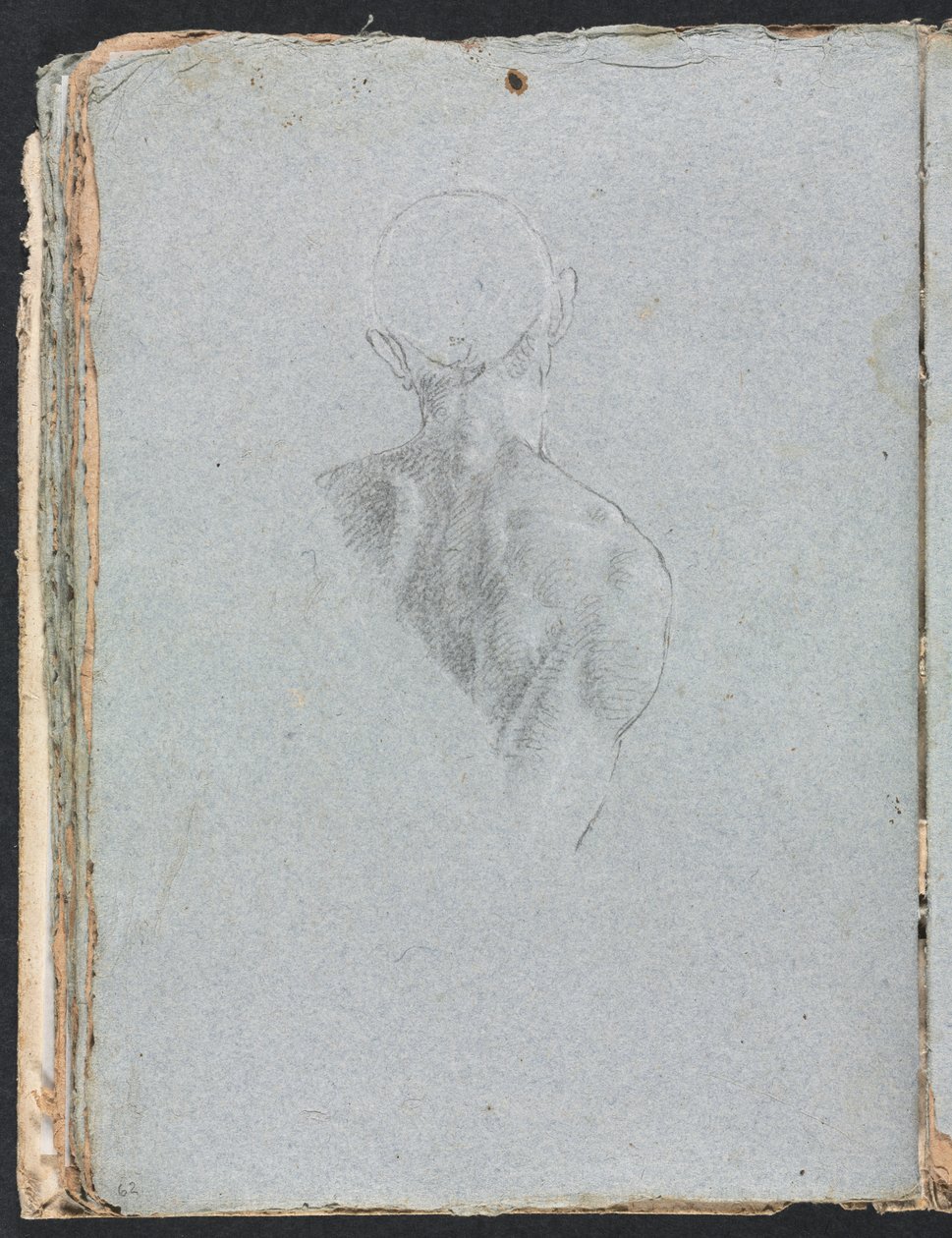Verona Sketchbook: Male nude head and shoulders from behind (detail) by Francesco Lorenzi