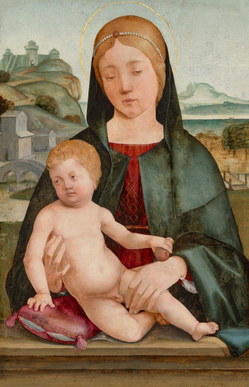 Madonna and Child in a Landscape by Francesco Marmitta