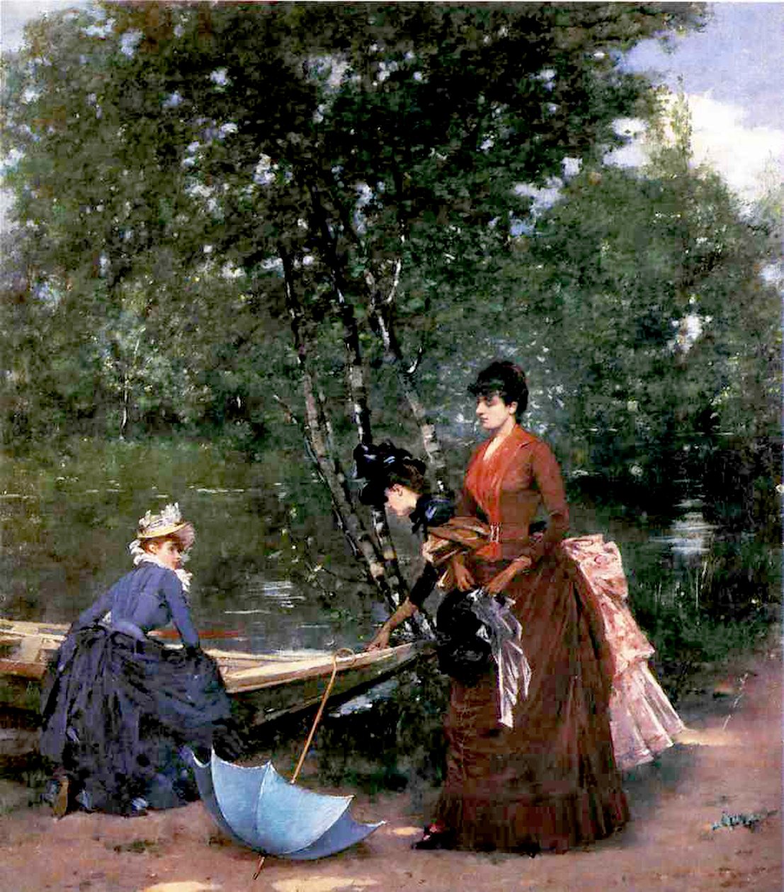 Ladies at the Bois de Boulogne, Paris by Francesco Miralles Galaup