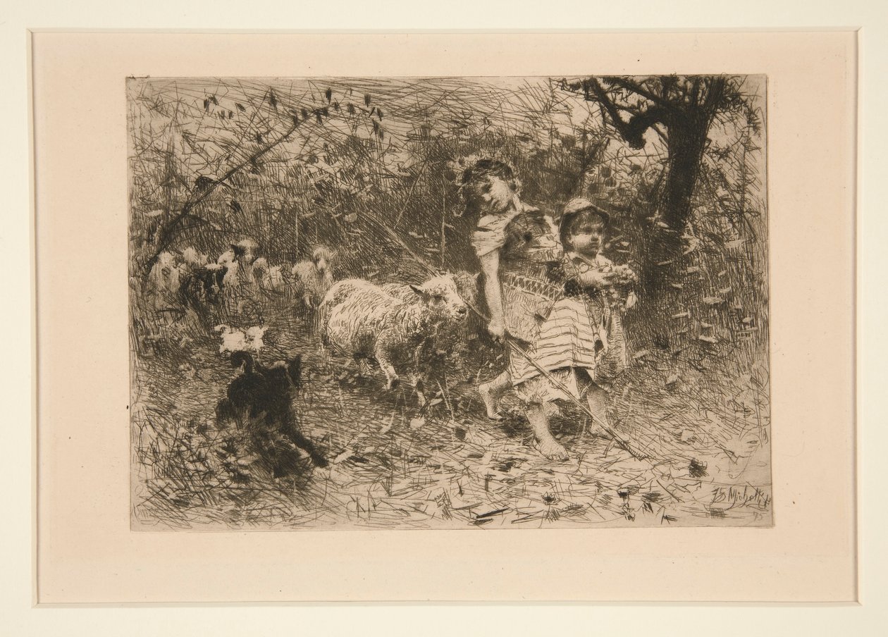Children with Sheep by Francesco Paolo Michetti