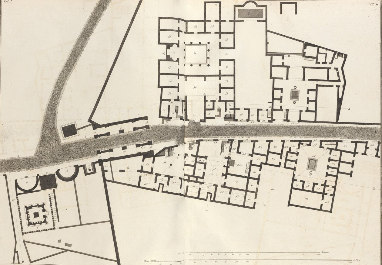 Large plan of the entrance of the town of Pompeii, and its surrounding buildings, 1804 by Francesco Piranesi