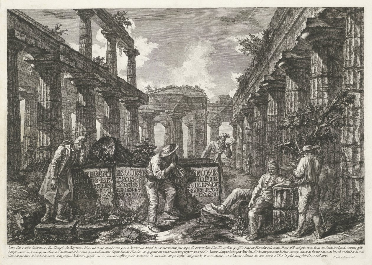 Title Print with Remains of the Temple of Neptune in Paestum by Francesco Piranesi