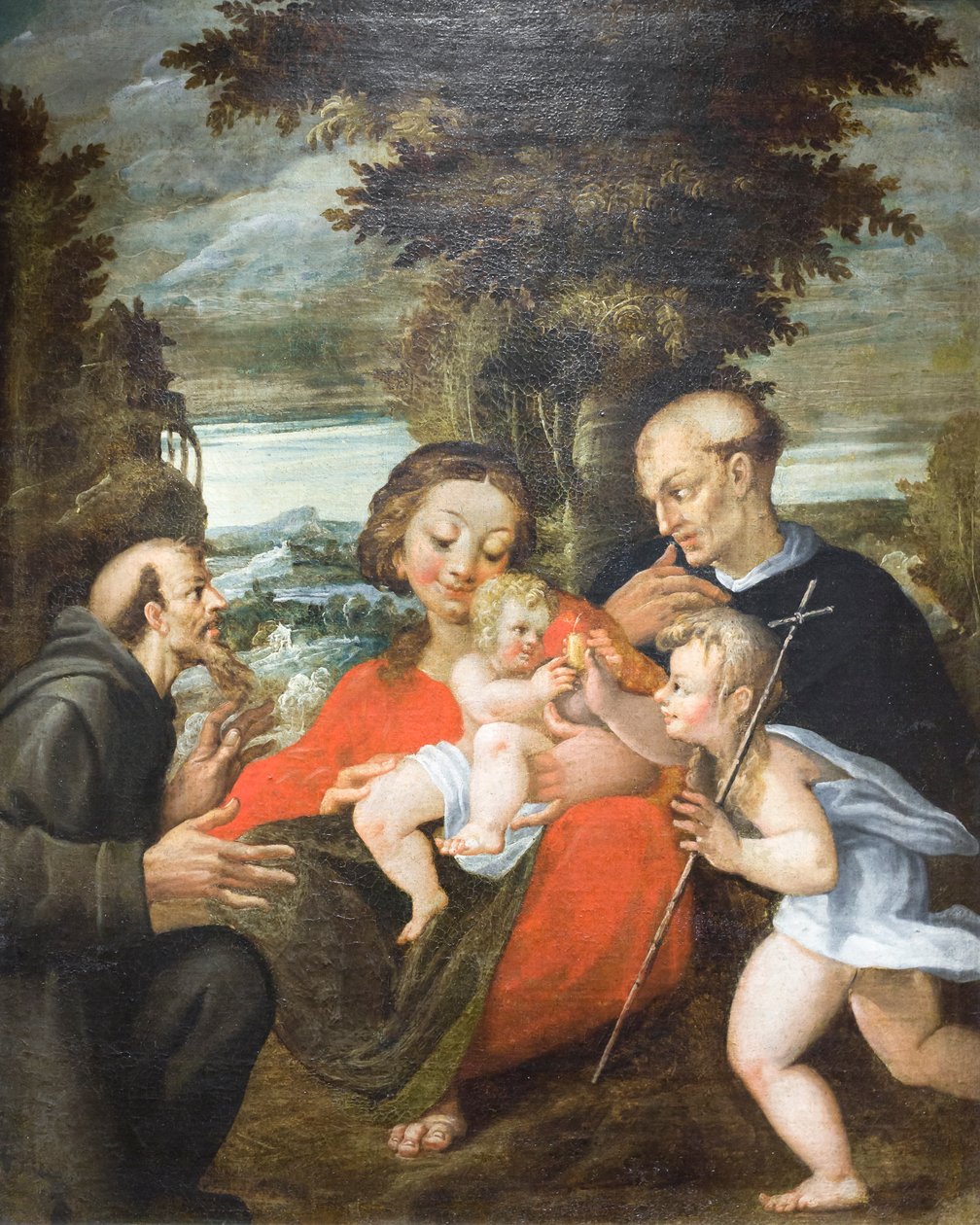 Madonna and Child, St John, St Francis and a Benedictine Saint by Francesco Rondani
