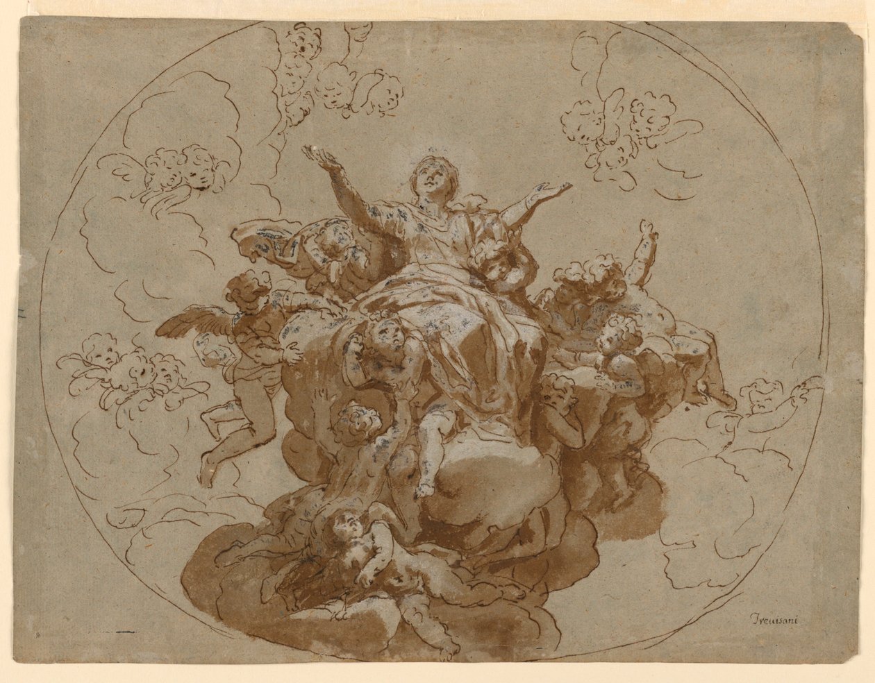 Design for a Ceiling with the Ascension of the Virgin by Francesco Trevisani