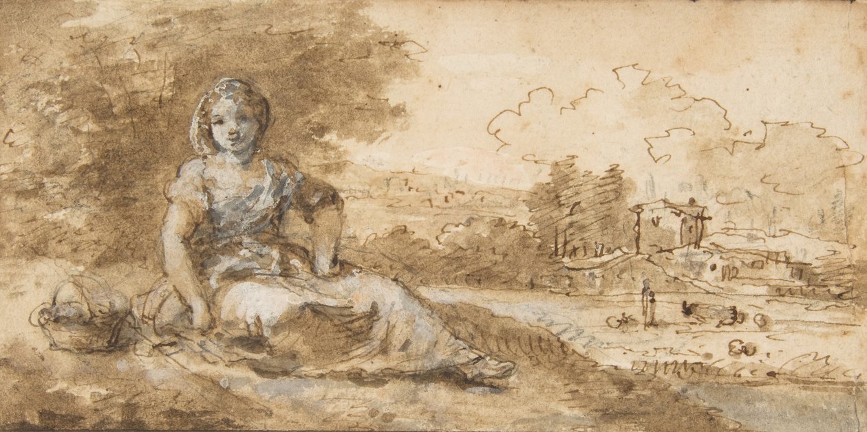 Seated Girl in a Landscape by Francesco Zuccarelli