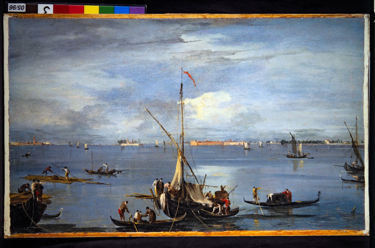 A View in the Venetian Lagoon by Francesco and/or Gian Antonio (1699 1761) Guardi