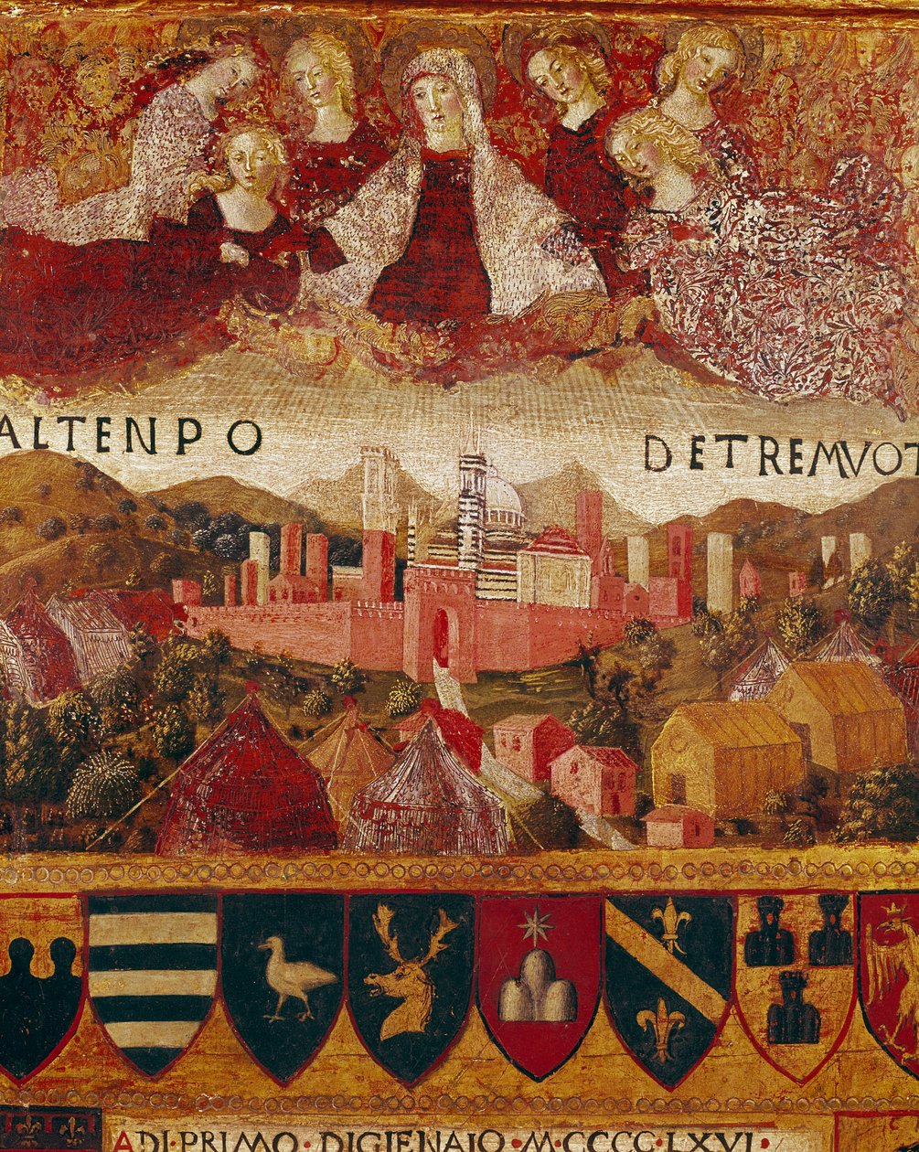 Ex voto: The Virgin Mary protecting the city of Siena at the time of the earthquakes of 1466-1467 (detail) by Francesco di Giorgio Martini
