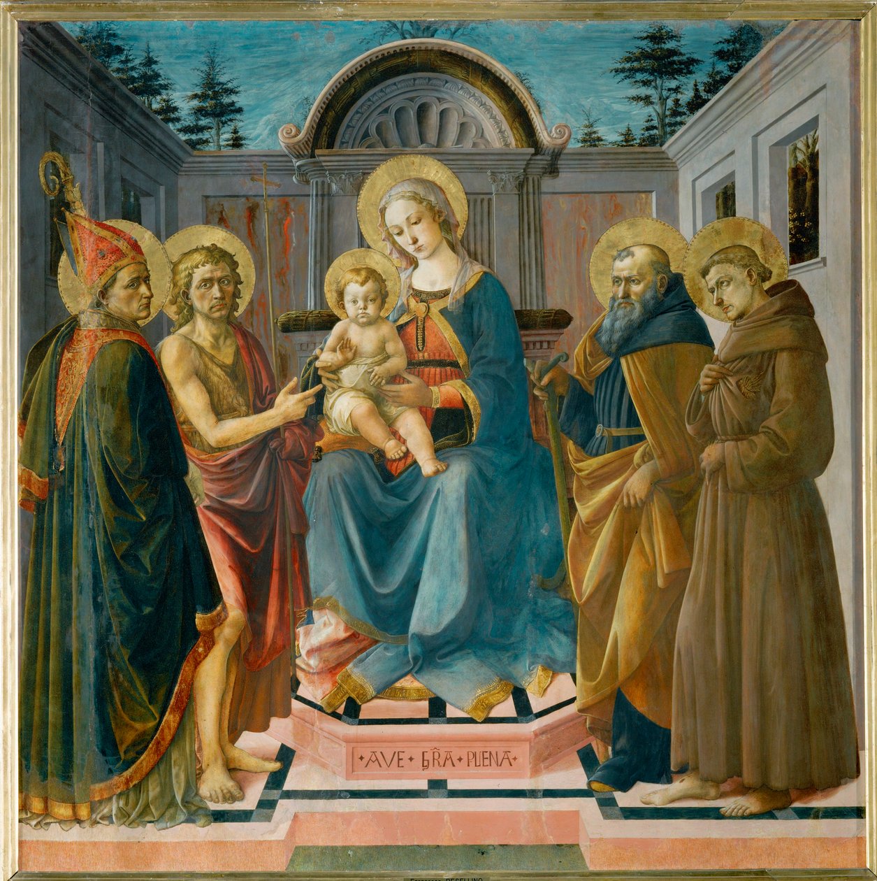 The Virgin and Child between Saint Zenobius, Saint John the Baptist, Saint Anthony Abbot, and Saint Francis by Francesco di Stefano Pesellino