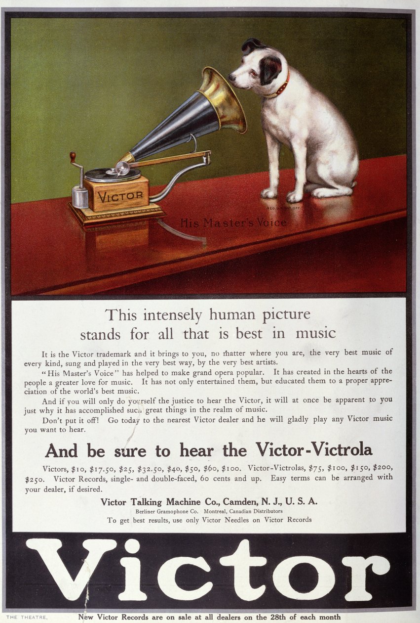 Advertisement for Victor Gramophones, from 