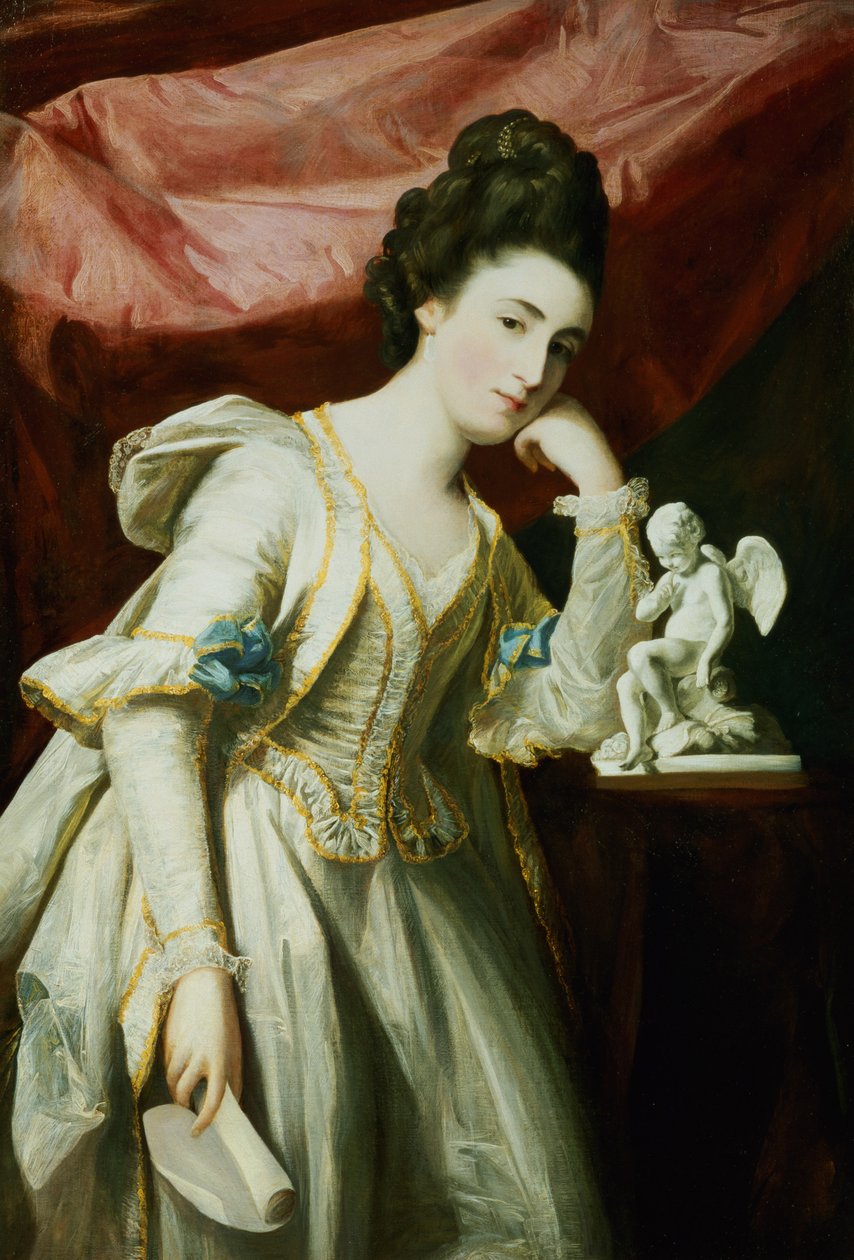 Portrait of a Lady with a Statuette of Cupid by Francis Cotes