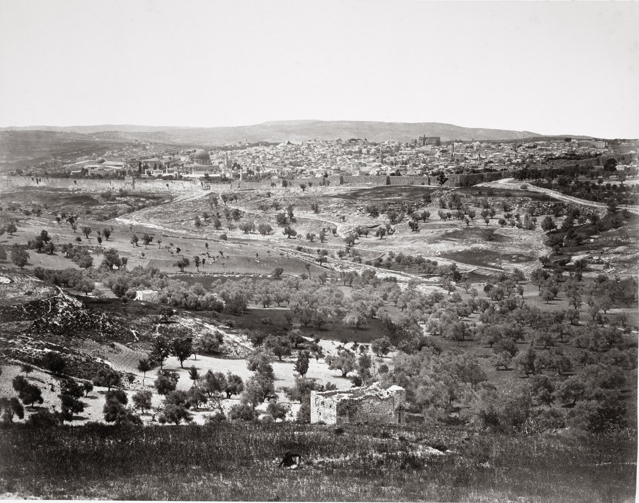 Panoramic view of Jerusalem from the Mount of Olives, printed in an elephant folio of prints published by James Virtue by Francis Frith