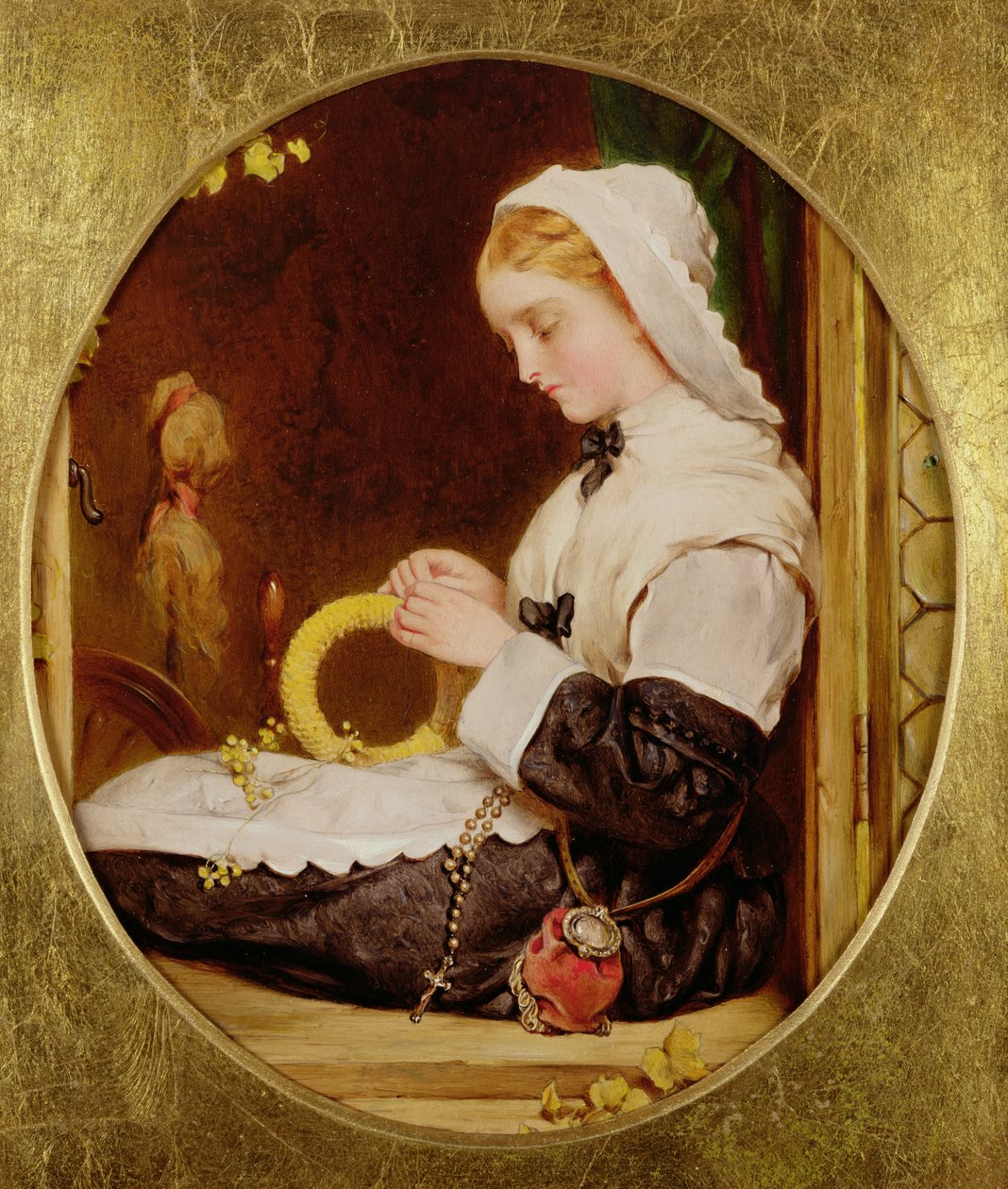 A Lady Sewing at a Window, 1859 by Francis John Wyburd