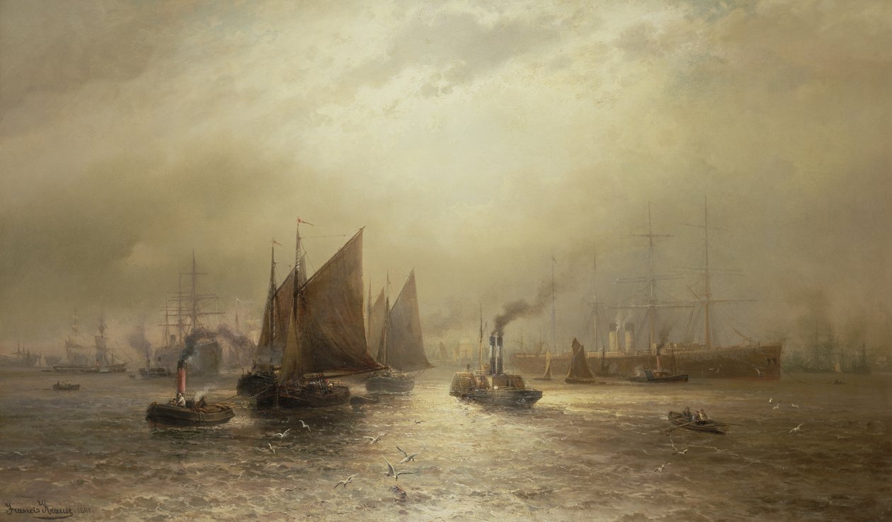 A Busy Morning on the River Mersey by Francis Krause
