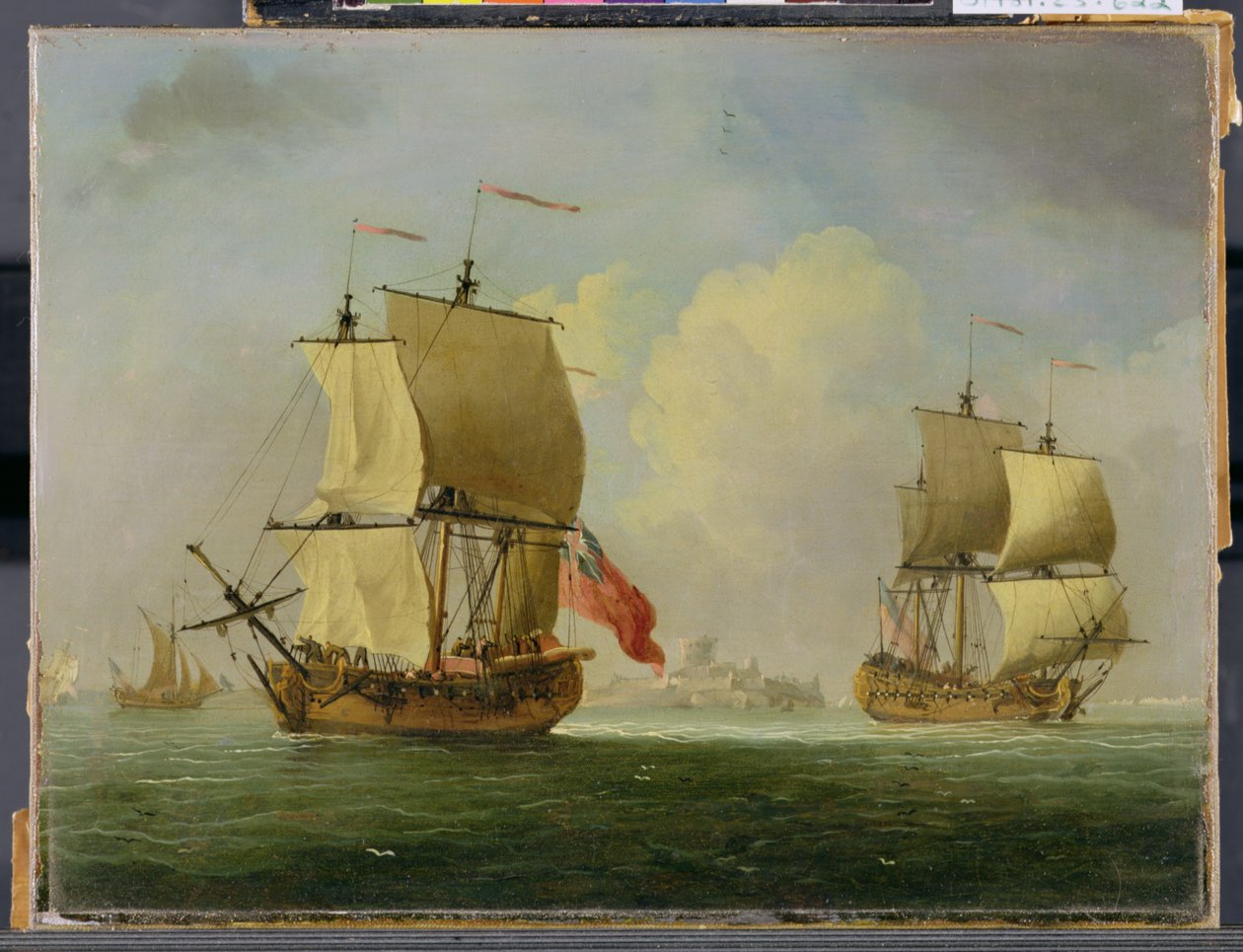 An English Sloop and a Frigate in a Light Breeze by Francis Swaine