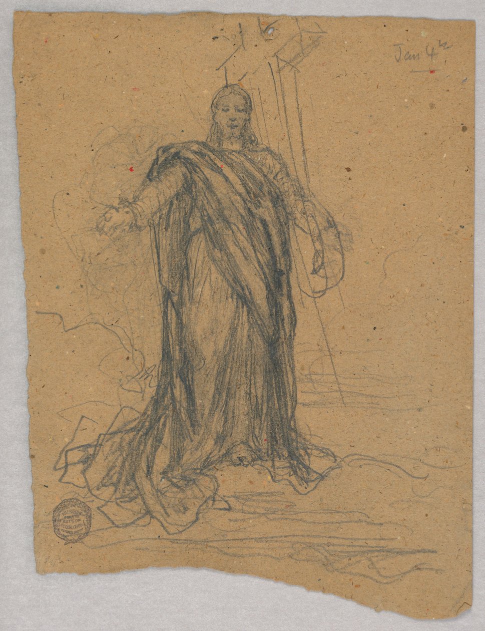 Sketch for Central Figure in the Ascension by Francis Augustus Lathrop