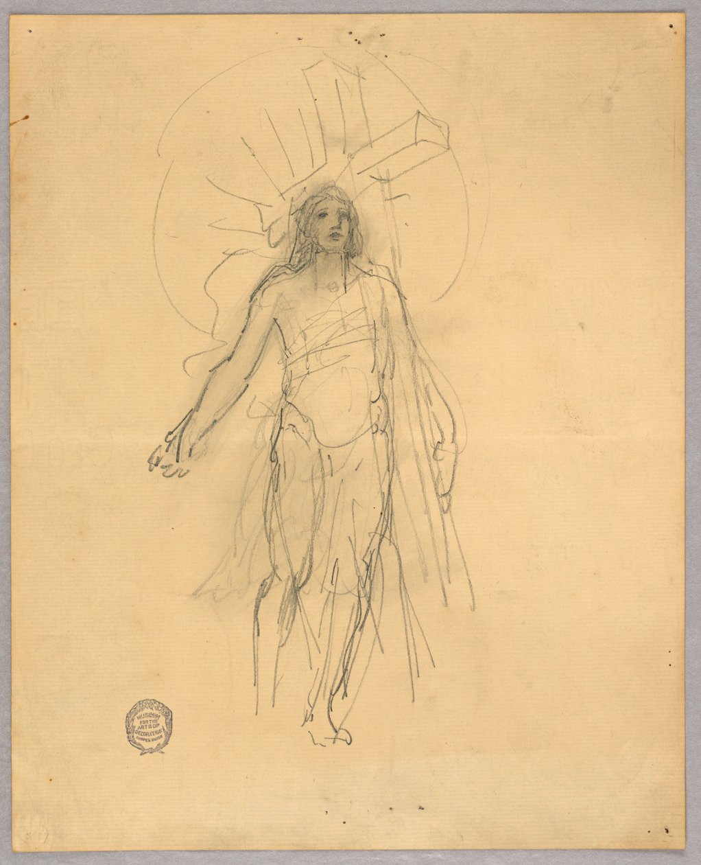 Sketch for Central Figure in the Ascension by Francis Augustus Lathrop