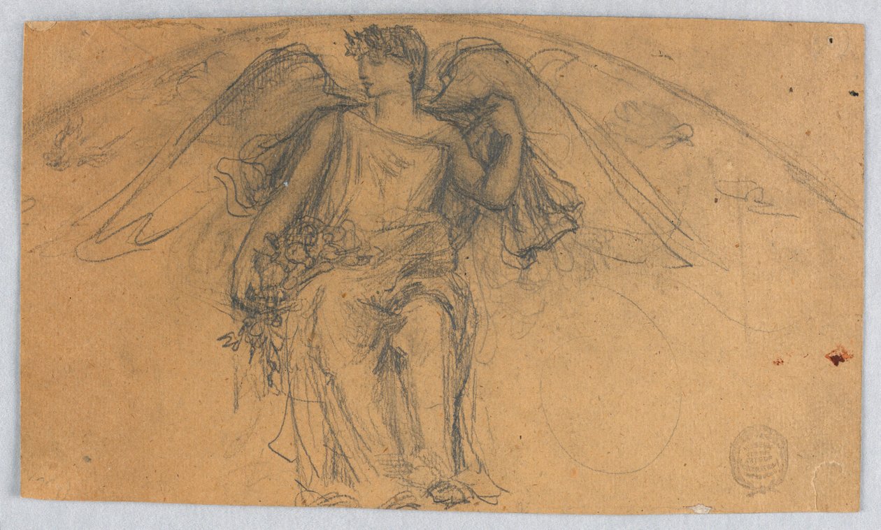 Sketch of Angel with Flowers by Francis Augustus Lathrop