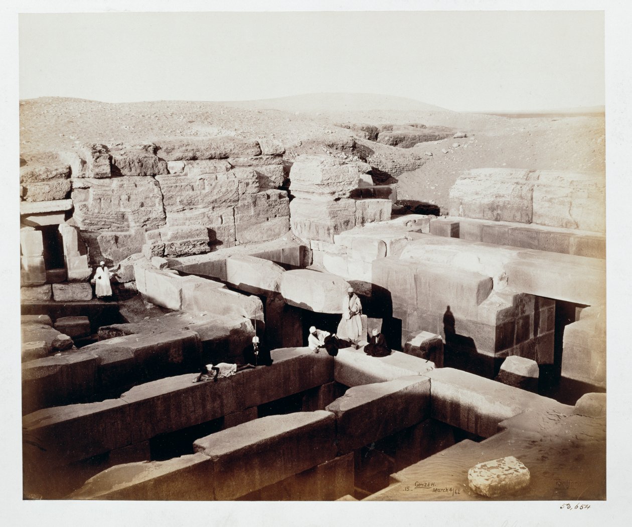 An Excavated Temple at the Foot of the Sphinx, Giza, Egypt by Francis Bedford
