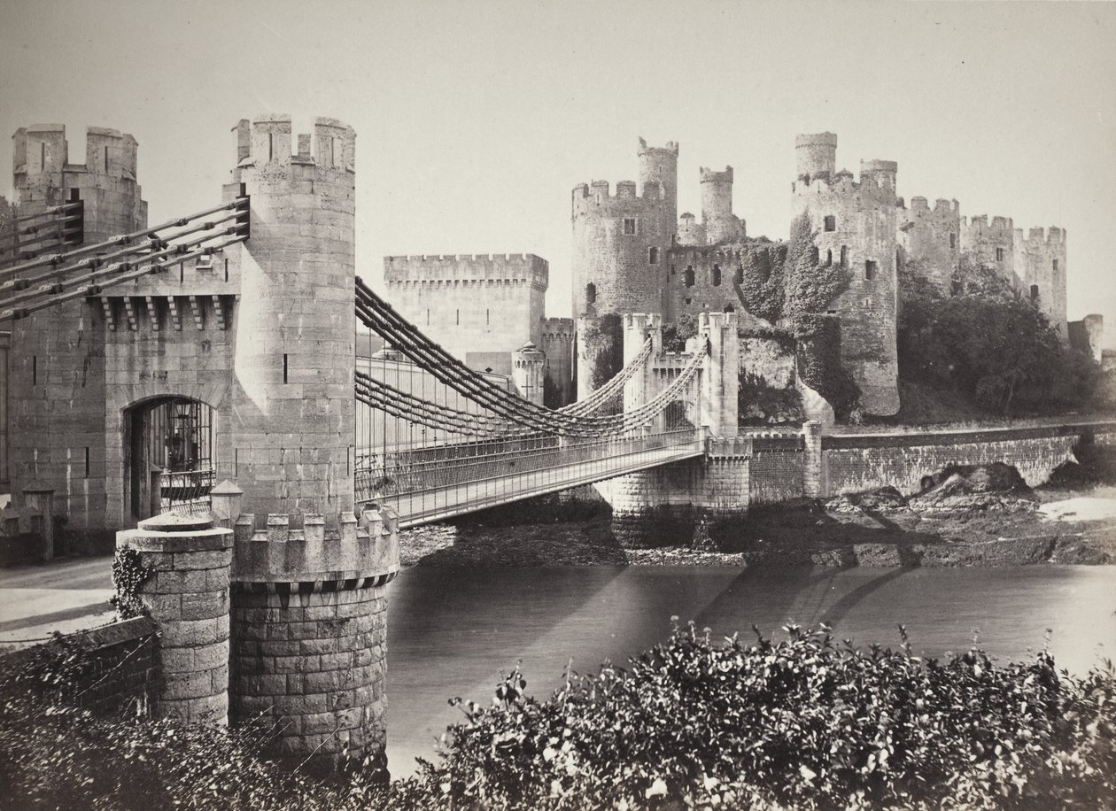 Conway Castle & Suspension Bridge From The Island by Francis Bedford