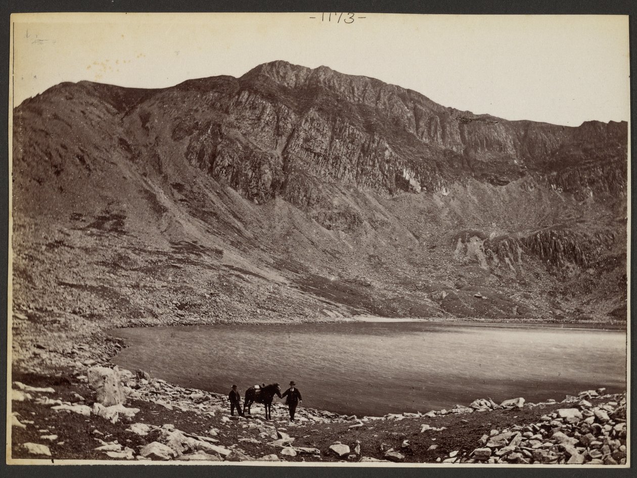 Men and Horse at Lake by Francis Bedford