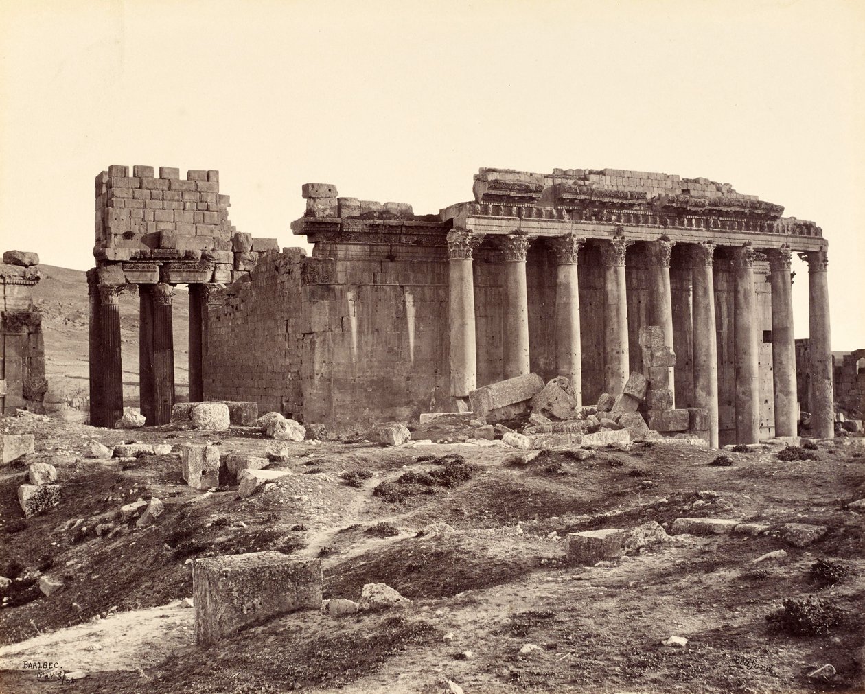 The Temple of Jupiter from the North-East, Baalbek by Francis Bedford