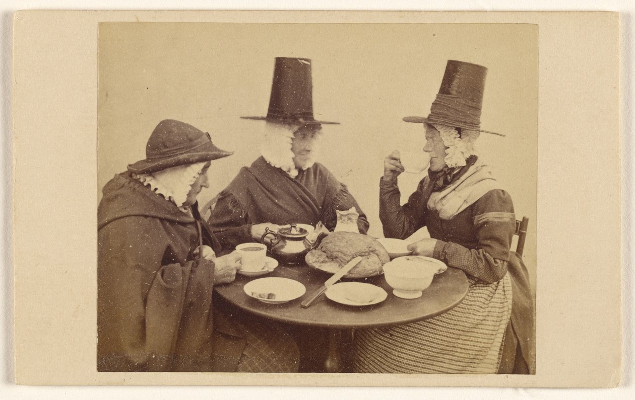 Three Welsh Ladies Seated at a Table Having Tea by Francis Bedford