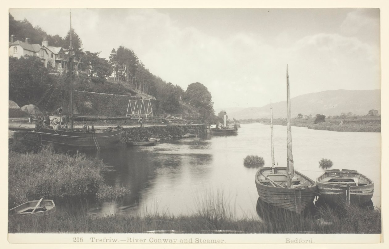 Trefriw - River Conway and Steamer, 1860-94 by Francis Bedford
