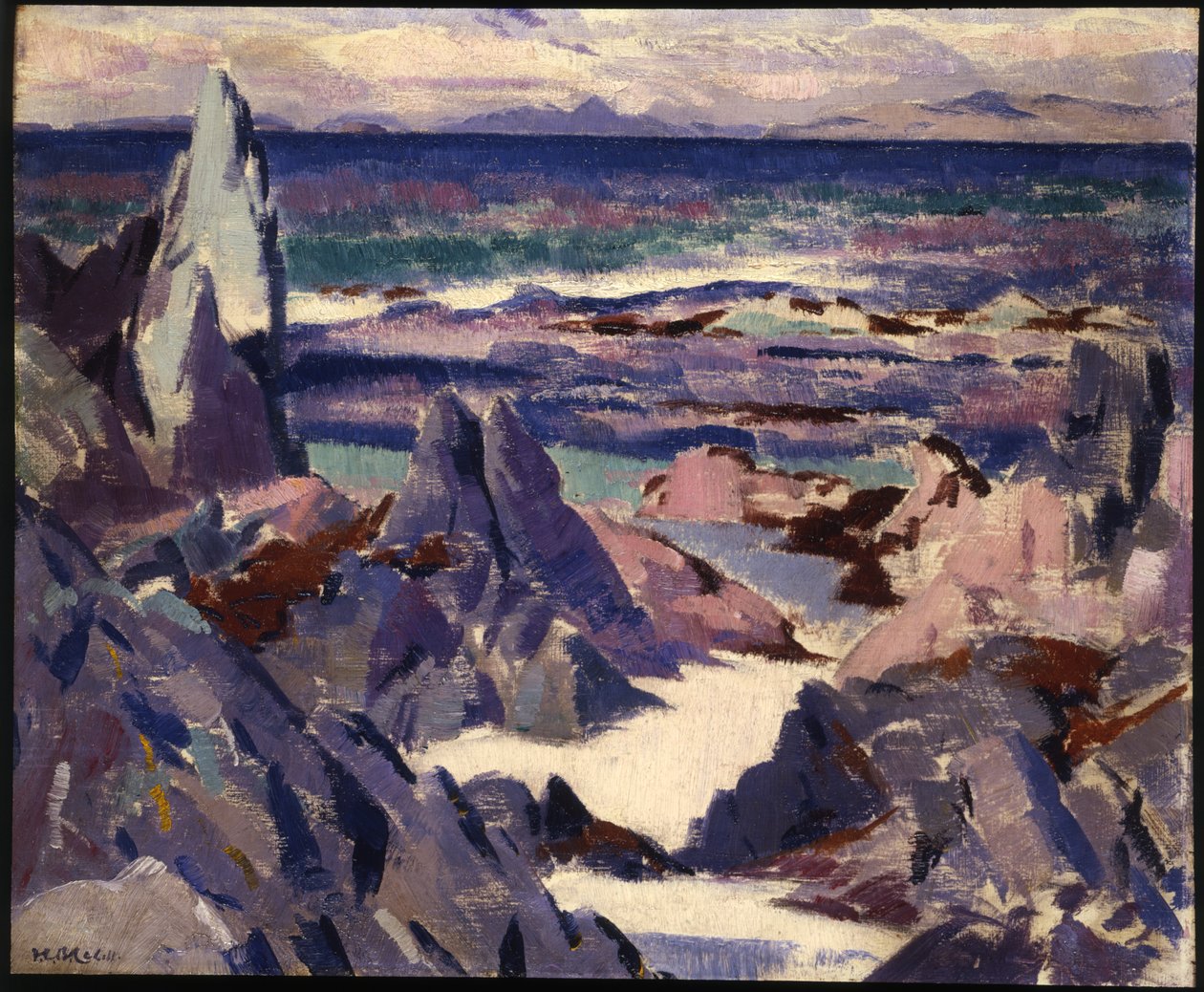 Cathedral Rock, Rhum, from Iona by Francis Campbell Boileau Cadell