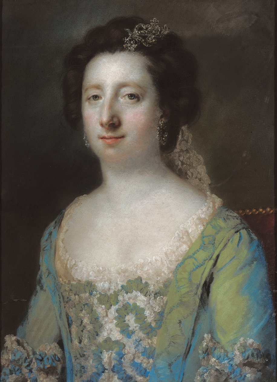 Portrait of The Hon. Mrs Bridget Gunning, Half Length, in a Blue Ruffled Gown, 1758 by Francis Cotes
