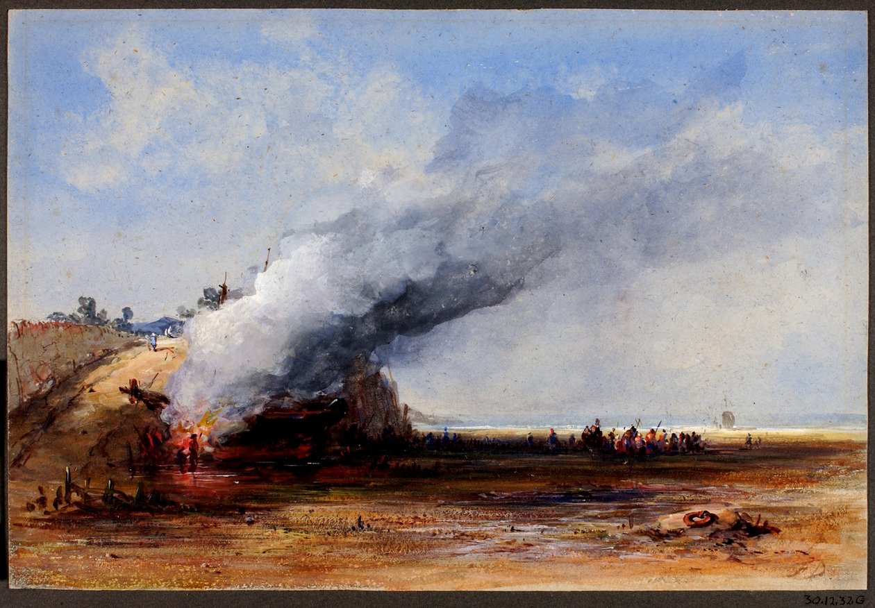 Burning of an Old Boat by Francis Danby