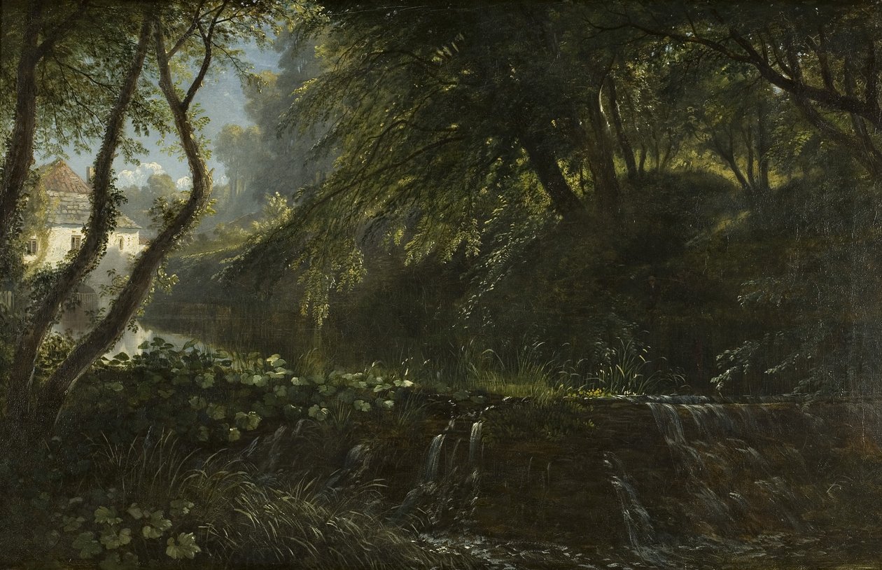 River Scene with Weir and Mill, c.1823 by Francis Danby