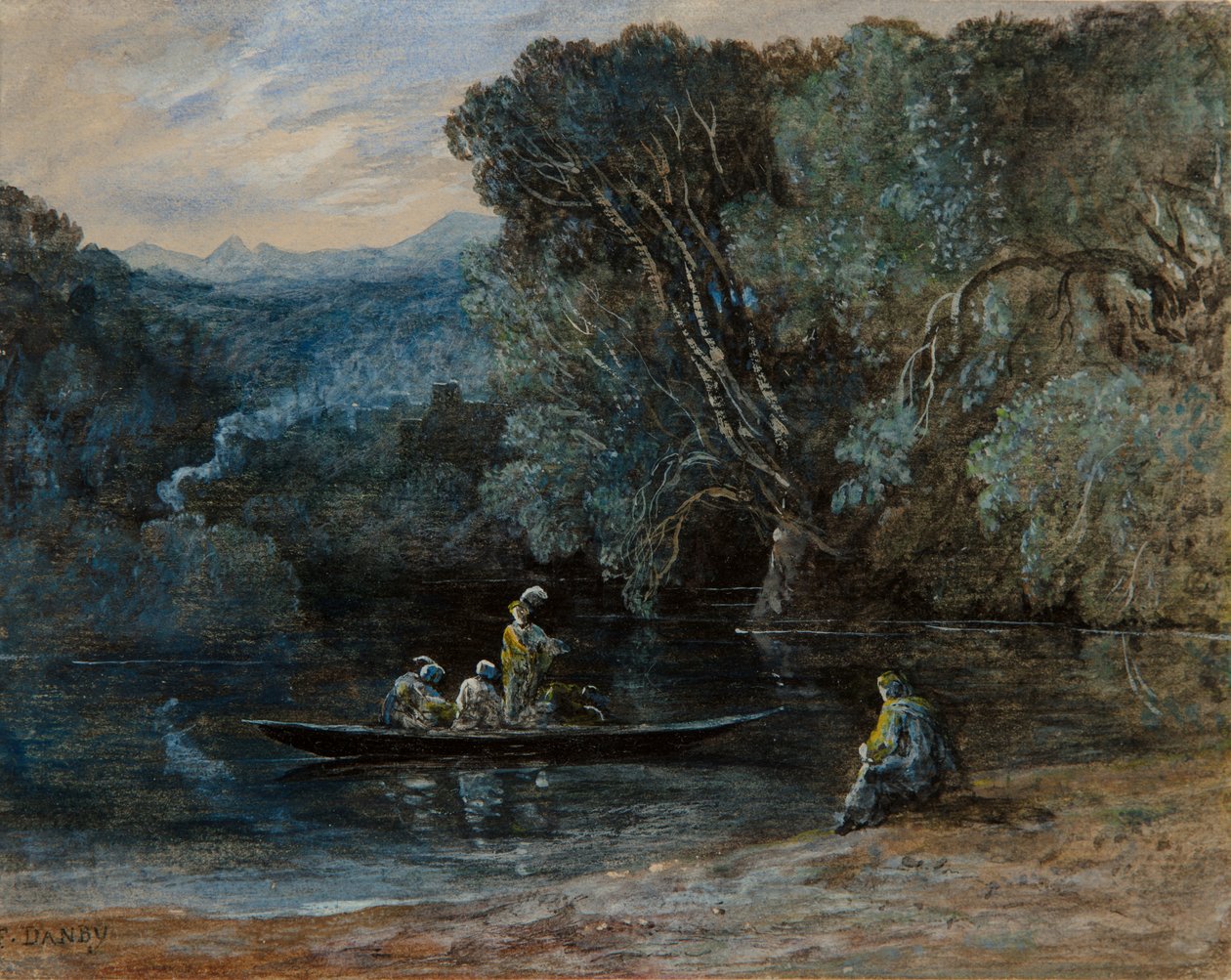 River Scene with Boat and Figures, c.1825 by Francis Danby