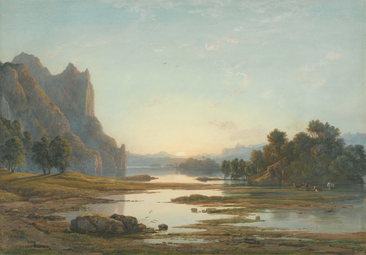 Sunset over a River Landscape by Francis Danby