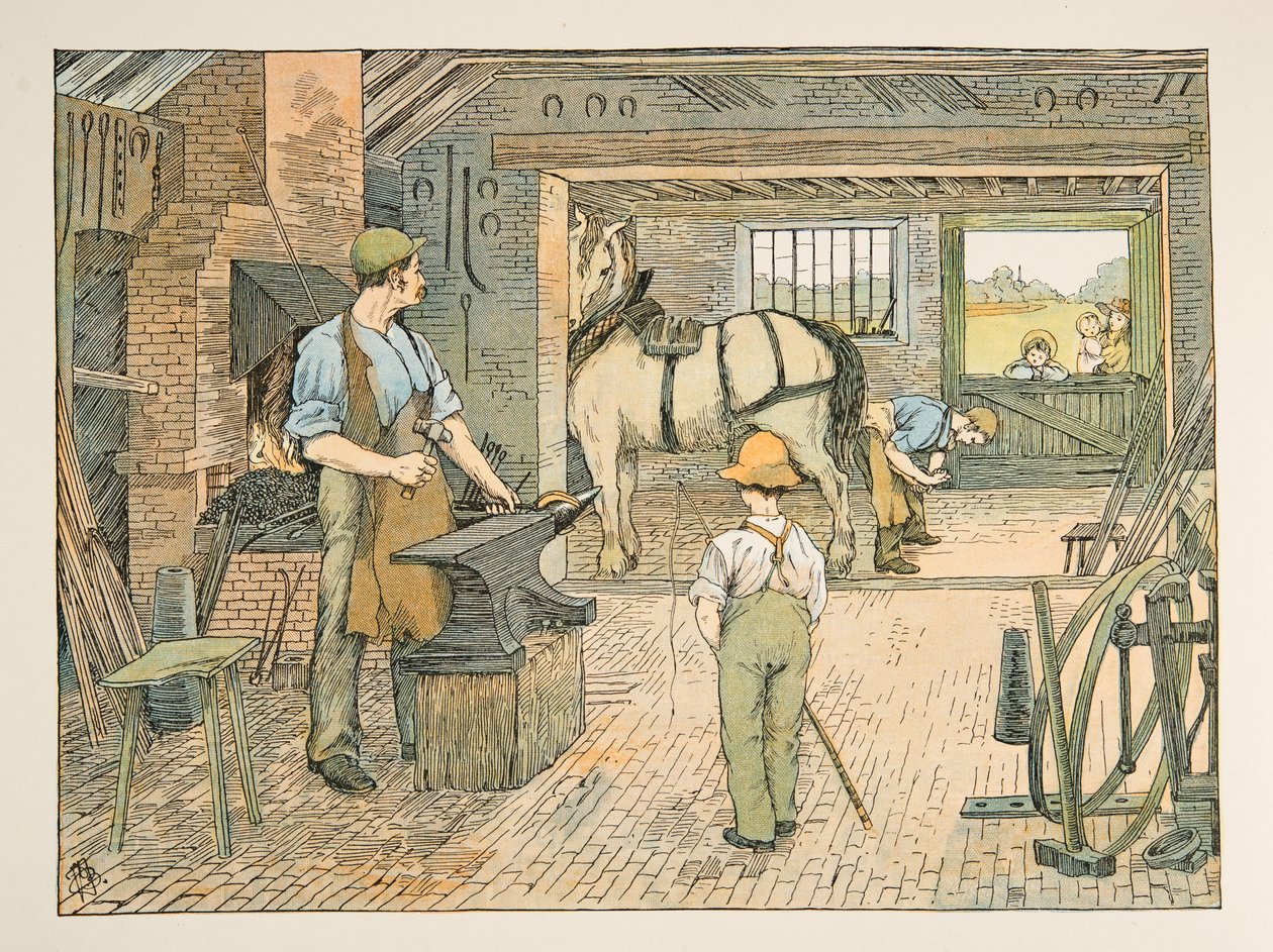 The Blacksmith, from Four and Twenty Toilers, published 1900 by Francis Donkin Bedford