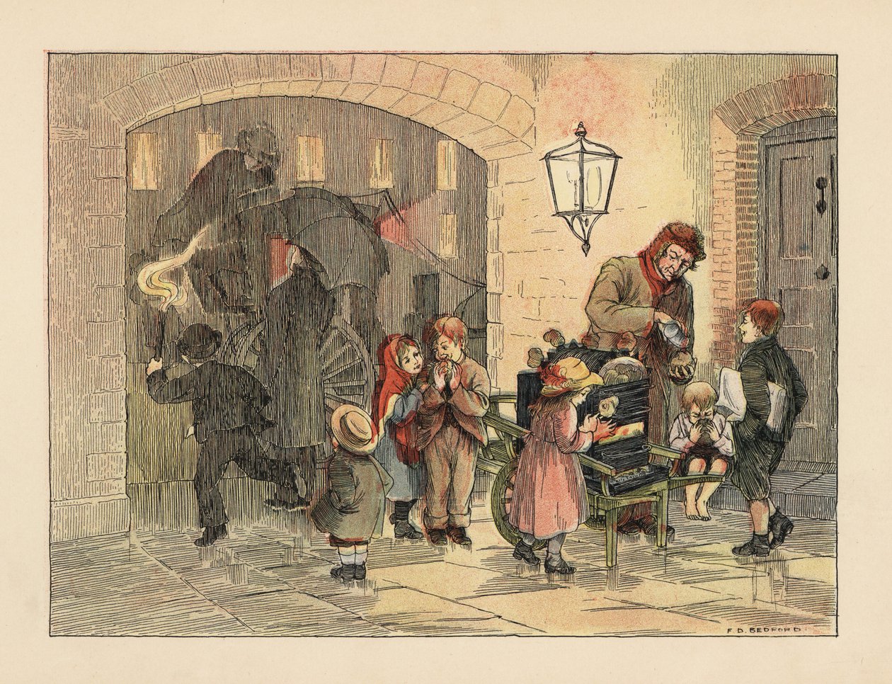 Victorian Children Eating Hot Potatoes, from The Book of Shops by Francis Donkin Bedford