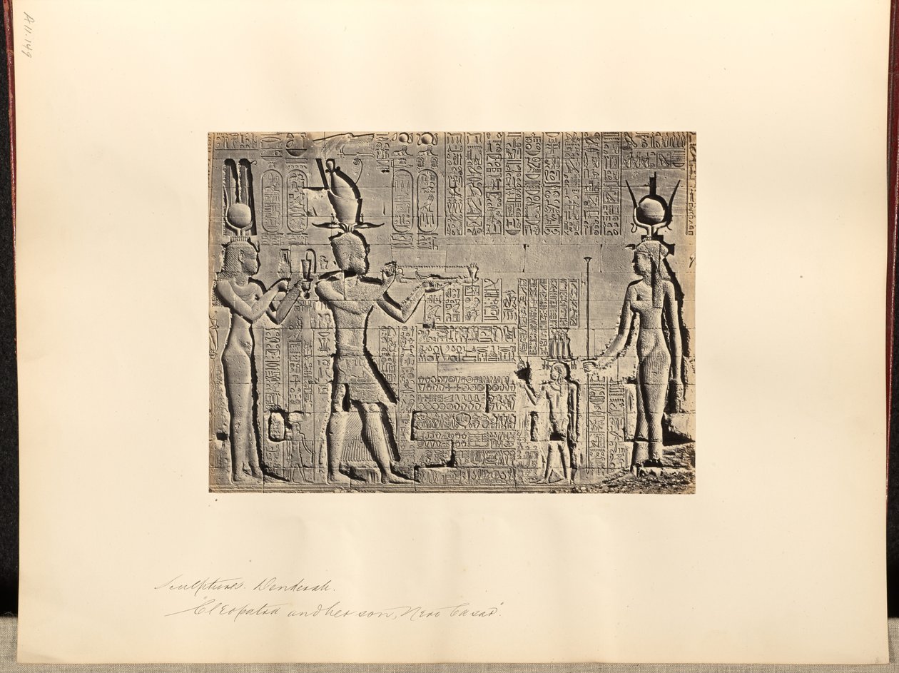 Sculptures, Denderah, Cleopatra and her son, Nero Caesar by Francis Frith