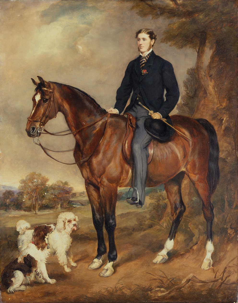 An Equestrian Portrait of Seymour Sydney Hyde 6th Earl of Harrington by Francis Grant