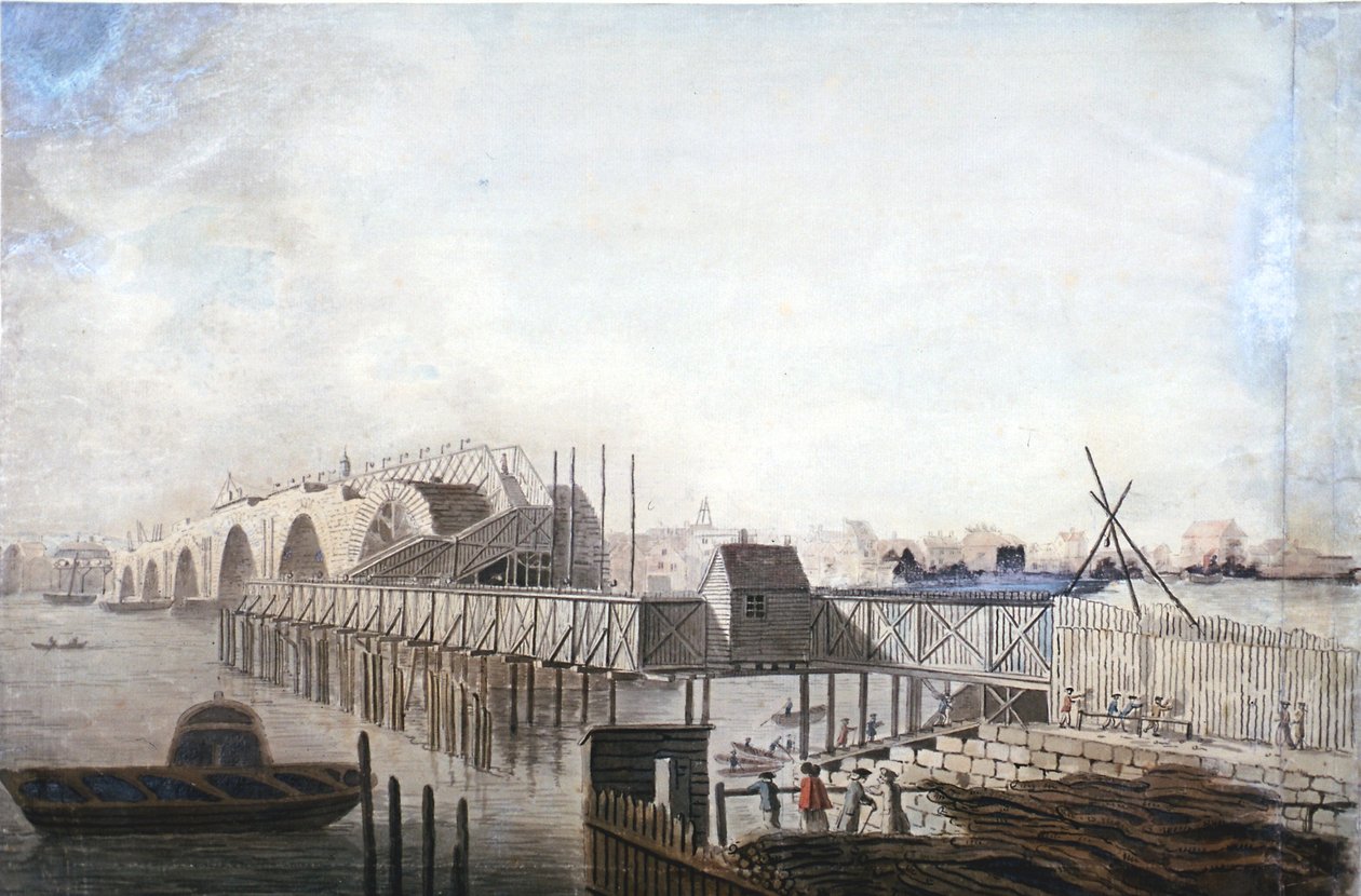 View of the Temporary Bridge at Blackfriars, London, 1762 by Francis Grose