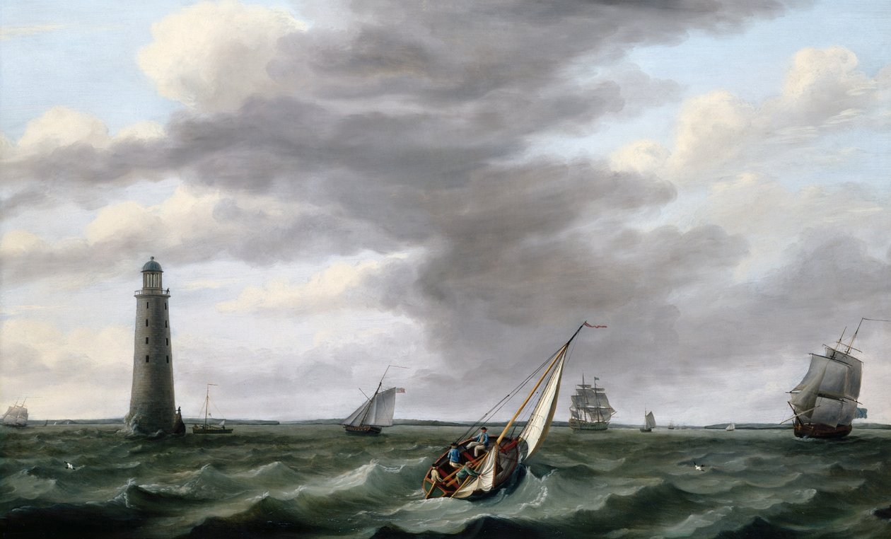 Shipping off the Eddystone Lighthouse by Francis Holman