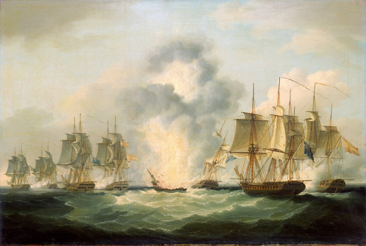 Four British frigates capturing Spanish treasure transport ships, October 5 by Francis Sartorius