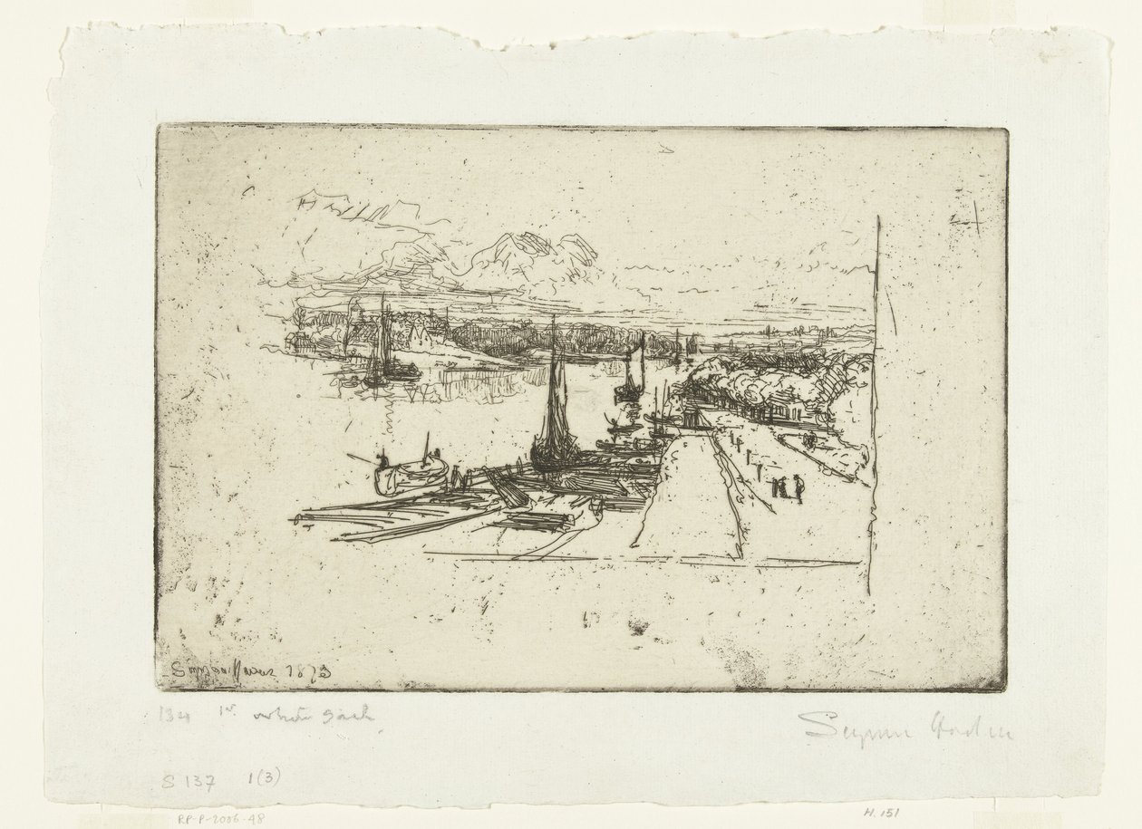 The Amstel from the Amstel Hotel by Francis Seymour Haden (Sir) (signed by artist)