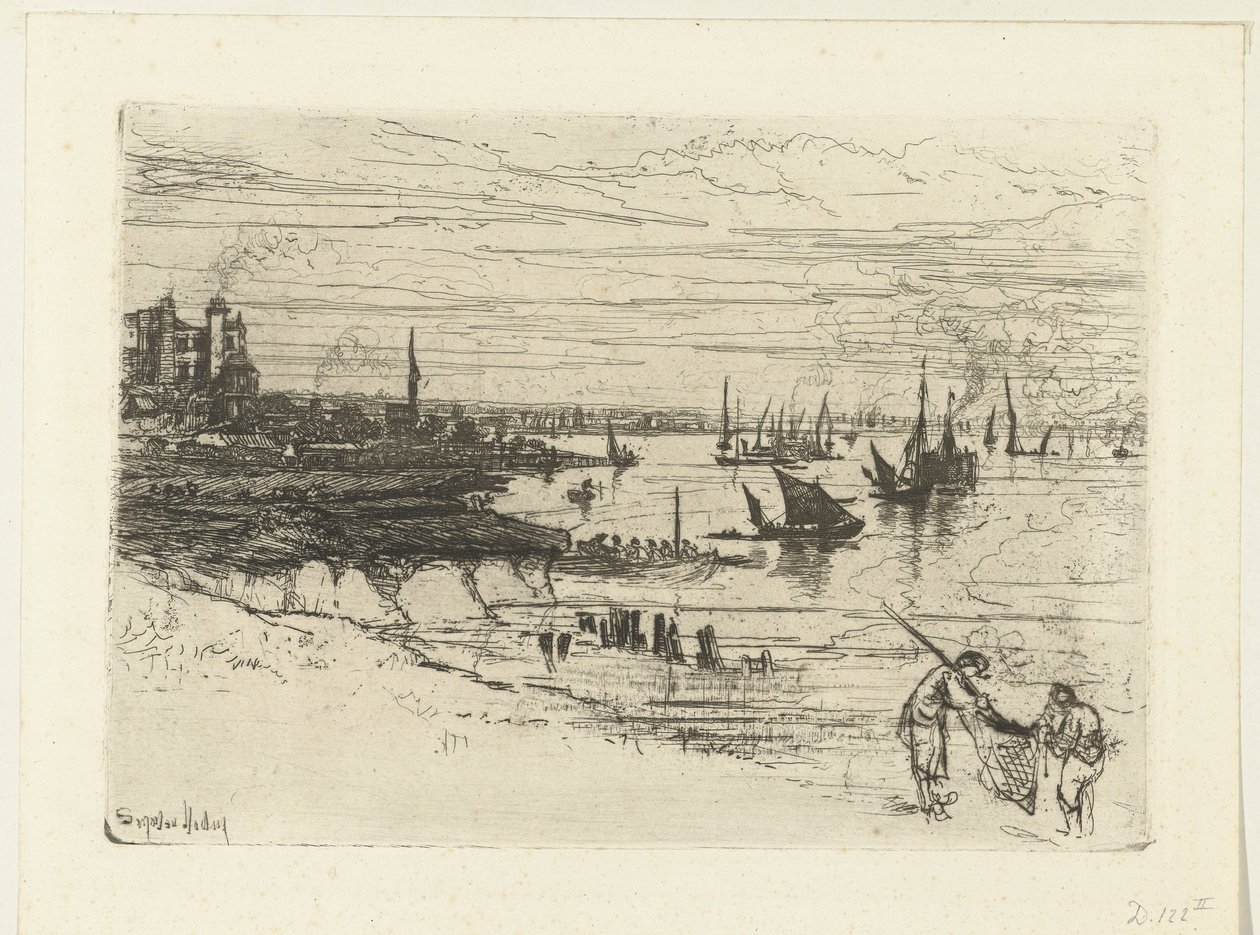 Inn on the Thames by Francis Seymour Haden (Sir) (signed by artist)