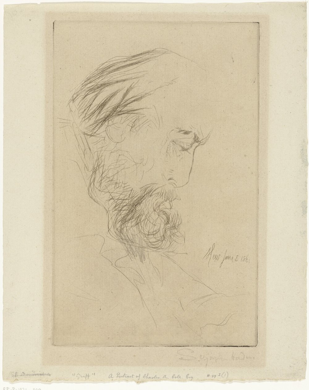 Portrait of Charles Cole Griff by Francis Seymour Haden (Sir) (signed by artist)
