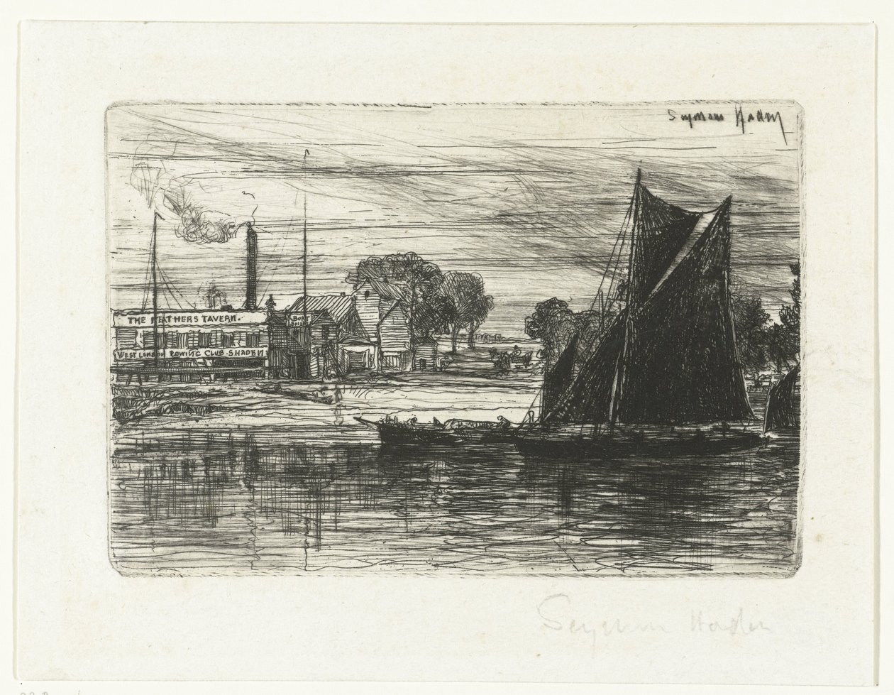 West London Rowing Club by Francis Seymour Haden (Sir) (signed by artist)