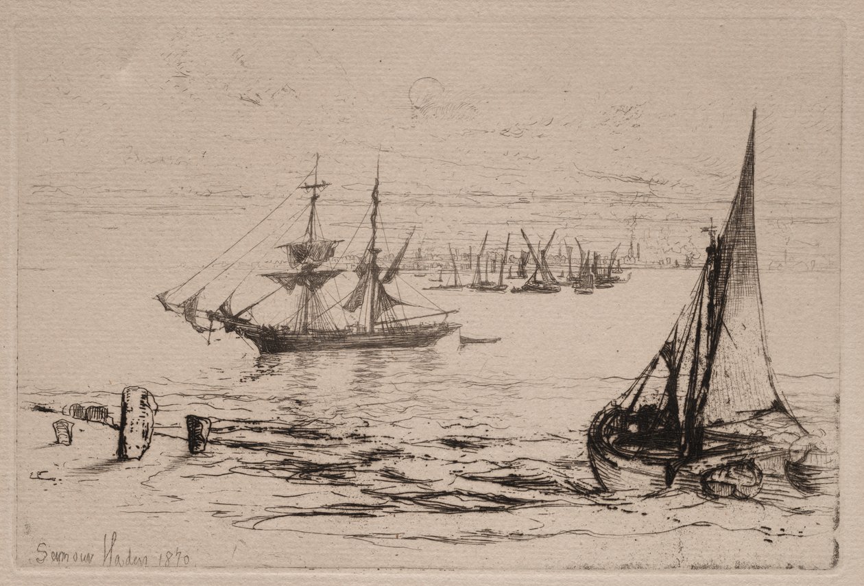 A Brig at Anchor by Francis Seymour Haden