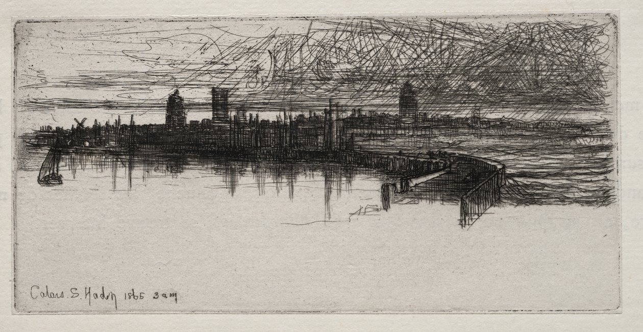 Little Calais Pier, 1865, 3 A.M. by Francis Seymour Haden
