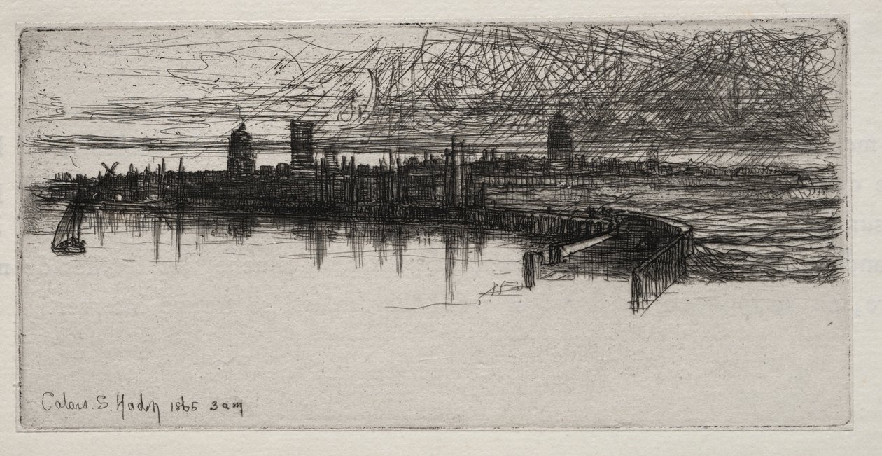 Little Calais Pier, 1865, 3 A.M., 1865 by Francis Seymour Haden