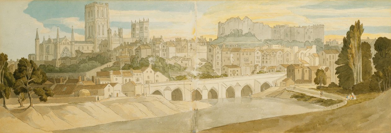 Durham Cathedral and Castle from the River Wear, 1811 by Francis Towne