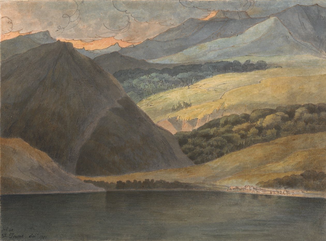 View on Lake Maggiore at Evening by Francis Towne